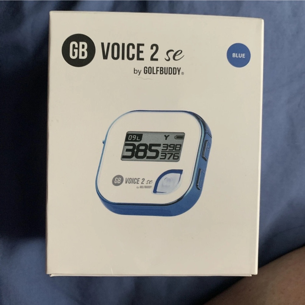 GolfBuddy Voice 2S+ Blue White | Talking GPS Rangefinder: With Watch Strap.